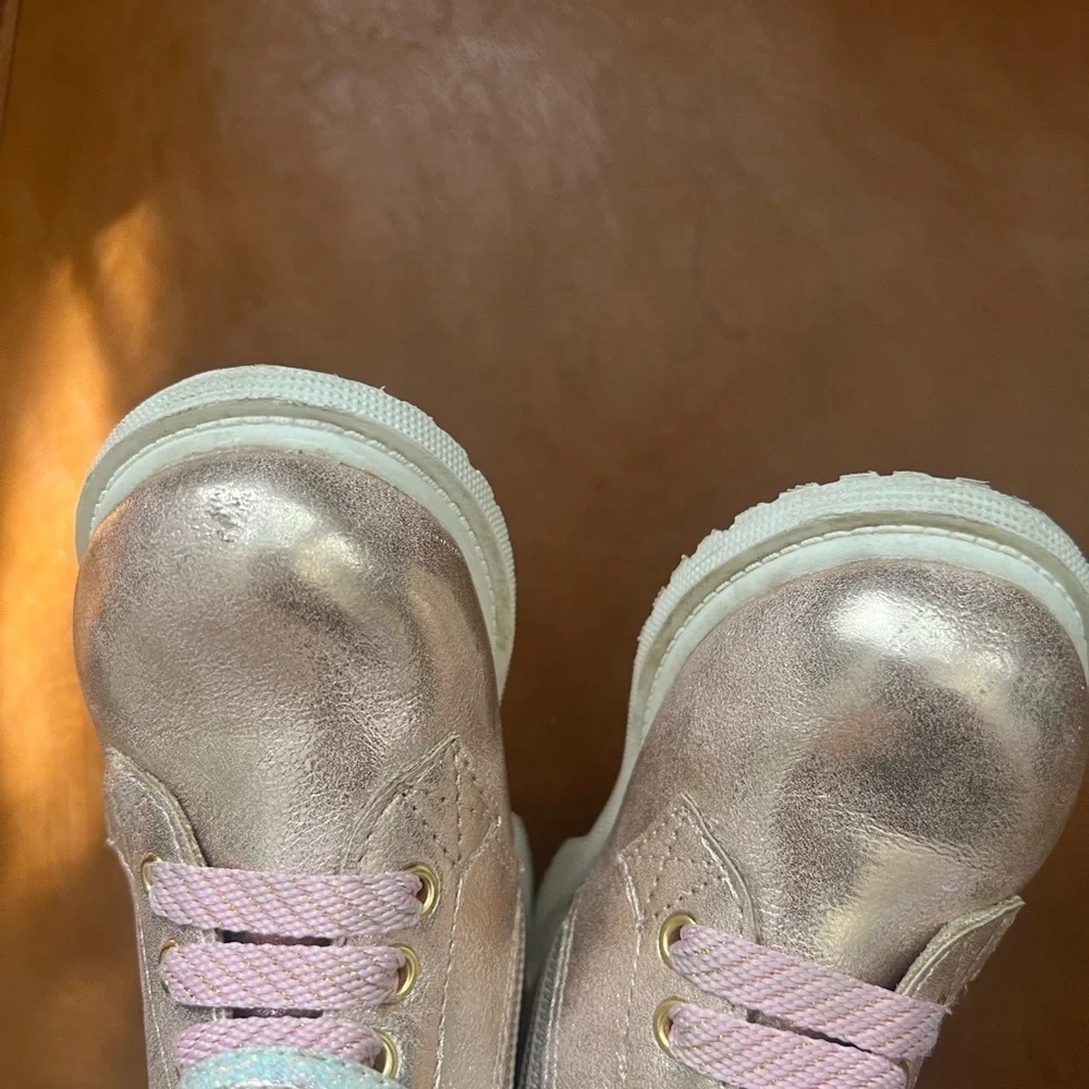 Wonder Nation Baby Toddler Girls Star Combat Boots Size 5 Pink Multicolor